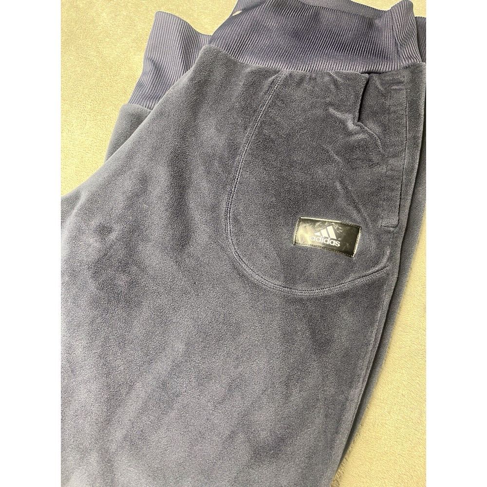 Adidas Women‎ Navy Blue Velour Joggers Ribbed Waistband Pants Medium